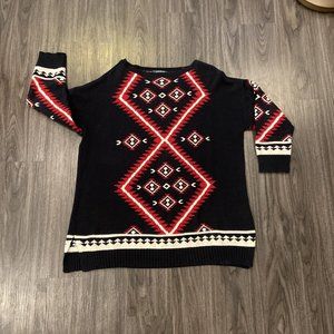 Ralph Lauren women's Geometric design Black Cotton Sweater plus size 2X
